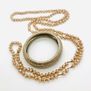 Vintage Glass Bead Necklace & Bangle Bracelet